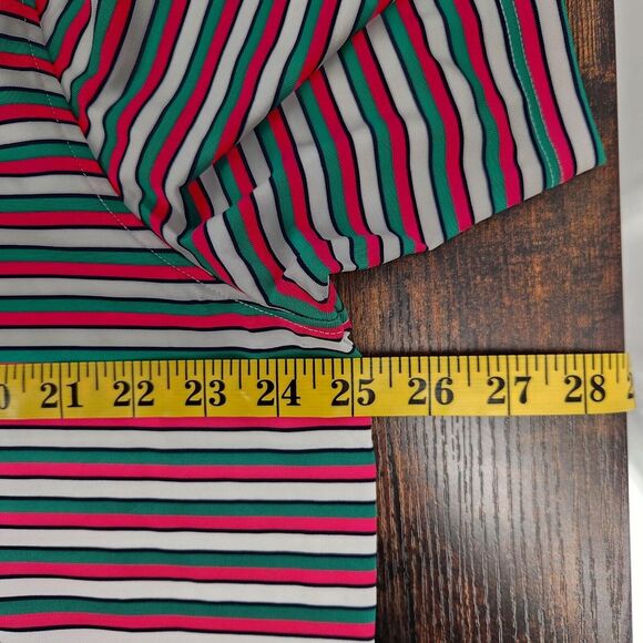 New Greyson Mens‎ Golf Polo Maniwaki Arctic Green/Pink/White Striped XL NWT - Picture 8 of 10